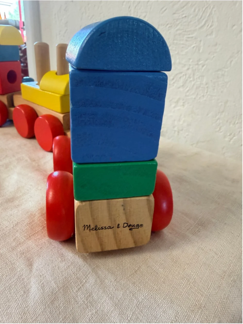 Melissa & Doug Classic Wooden Stacking Train Colorful Blocks Toddler Toy